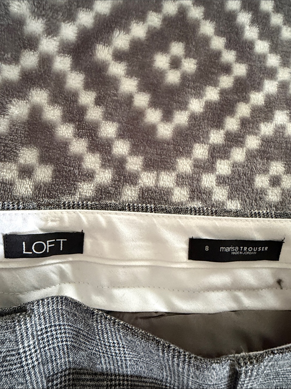 LOFT Gray Plaid Marisa Trouser
